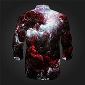 cheap Geometric Pattern-Men&#039;s Optical Illusion Geometric Pattern Button Up Shirt Printed Shirts Long Sleeve Subcultural Vacation Party Street Spring &amp; Summer Turndown Print Button-Down Red Blue Purple