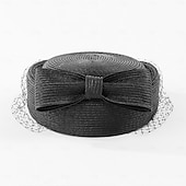 economico Fascinatori &amp; Cappelli-Cappelli Tulle Fibra Bombetta / Cappello a cloche Cappello di paglia Matrimonio Tè Elegante Matrimonio Con Fiocco Tulle Copricapo Copricapo