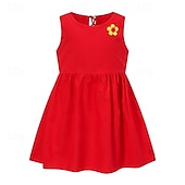 ieftine Rochii Casual-Copii Fete Rochie Grafic Fără manșon Oficial În aer liber Petrecere Modă Drăguţ Nailon Vară Primăvară 4 ani + 8011A-75 floare bogată roz 8011A-73 decal roșu 8011A-74 autocolant albastru