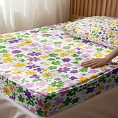 cheap Sheets &amp; Pillowcase-Floral Spring Fitted Sheet Set Ultra Soft Breathable 100% Cotton Silky Bed Sheets Deep Pocket Bedding Sheets 3 Piece Queen King Size