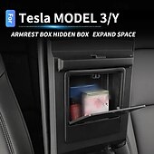 billiga Förvaring till bilen-6 st för tesla modell 3 modell y förvaringsbox mittarmstöd dold box mugghållare interiör arrangör biltillbehör