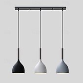 economico Luci a sospensione-Lampada a sospensione a forma di lacrima in metallo 3 lampadine illuminazione a soffitto da pranzo con baldacchino lineare in nero lampadario per sala da pranzo, soggiorno, isola cucina luci sospese