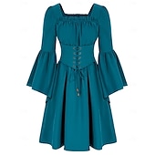 economico Vestito-abito da vacanza rinascimentale medievale vintage retrò, abito da festa in maschera, outlander, da donna, per halloween, festa di nozze, sca, abbigliamento medievale