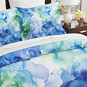 preiswerte Bettbezug-Sets-Bettbezug-Set mit blauem Farbverlauf und Muster, Bettdecken-Set, weiches 3-teiliges Luxus-Baumwoll-Bettwäsche-Set, Heimdekoration, Geschenk, King-Size-Bett, Queen-Size-Bett, dreiteiliges Set