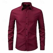 preiswerte Bügelfreie Herrenhemden-Herren Hemd Sommerhemd Freizeithemd Strandhemd Knopfhemd Schwarz Weiß Rosa Wein Marineblau Langarm Einfach Revers Urlaub Hawaiianisch Button-Down Bekleidung Polyester Mode Lässig Bequem