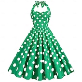 cheap Dresses-Retro Vintage 1950s Rockabilly Dress Swing Dress Polka dots Women&#039;s Carnival Masquerade Daily Wear Bachelorette Party Adults Dress Homecoming Dresses