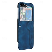 Недорогие Чехлы для Samsung-телефон Кейс для Назначение SSamsung Galaxy Z Flip 5 Z Flip 4 Z Flip 3 Откидная крышка Защита от удара Ретро ПК Кожа PU