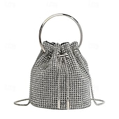 levne Psaníčka a kabelky na večer-Dámské Psaníčko Večerní Bag PU kůže Svatebnívečírek Řetízek Velká kapacita Multi Carry Pevná barva Stříbrná Šampaňská zlatá Černá