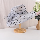 billige Coiffer-fascinators Hatter Hodeplagg organza Bøttehatt Solhatt Avslappet Ferie Elegant Årgang Med Blomst Prikkete Hodeplagg Hodeplagg