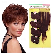 halpa Aidot ja kiharat hiustenpidennykset-kudehiukset kudos afro-b 13*4 etupitsi hiukset neitsyt hiukset 4 nippua/pakkaus body wave blondi musta ruskea pidennykset