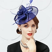 preiswerte Faszinationen-Stirnbänder, Hüte, Kopfbedeckung, Sinamay-Bowlerhut/Cloche-Hut, Untertassenhut, Zylinderhut, Hochzeit, Teeparty, elegante Hochzeit mit Feder-Bowknot-Kopfschmuck, Kopfbedeckung