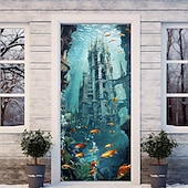 levne Garážové a dveřní bannery-podvodní jeskyně dveřní kryty dveří gobelín dveřní záclona dekorace pozadí dveřní prapor pro přední dveře statek dovolená party dekor zásoby