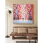 voordelige Schilderijen van landschappen-met de hand geschilderd abstract landschap schilderij op canvas 3D-getextureerde muurkunst muurdecor woonkamer zachte kleur getextureerde bloemlandschap roze olieverfschilderij muurkunst lentedecor