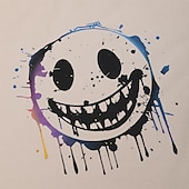 billiga Mäns grafiska t -shirt-Herr Grafiska tryck Rolig Le ansikte T-shirt Grafiska utslagsplatser Bomull Kortärmad Grafisk Skjorta Heather Grey Svart Vit Bekväm t-shirt Utomhus Gata Modedesignerkläder