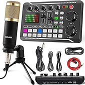economico Microfoni-attrezzatura dj microfono scheda audio console studio kit scheda audio cavo telefono miscelazione computer mixer vocale dal vivo scheda audio f998