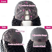 economico Parrucche di capelli veri senza cuffia-parrucche ricci con parte a v parrucche brasiliane ricci crespi dei capelli umani per le donne nere parrucche a forma di v senza lasciare fuori parrucche anteriori in pizzo aggiornamento parrucche