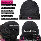economico Parrucche di capelli veri senza cuffia-parrucche diritte seriche per capelli umani con frangia vergine brasiliana nessuna parrucche anteriori in pizzo parrucche fatte a macchina per le donne nere colore naturale