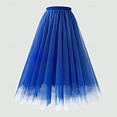 cheap Plain Skirts-Women&#039;s Skirt Swing Maxi High Waist Skirts Layered Tulle Solid Colored Street Daily Fall &amp; Winter Organza Elegant Fashion Dark Pink Black White Pink