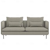 baratos Cobertura de Sofa-Capa de Sofá 3 Lugares Cor Sólida com Almofadas Revestidas em Algodão 100% com Braços
