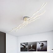 رخيصةأون إضاءات الأسقف-تركيبات إضاءة السقف LED الحديثة لغرفة المعيشة، مصباح سقف حديث 138 وات مع جهاز تحكم عن بعد، ثريا قابلة للتعتيم لغرفة الطعام، 10 عصي مصباح سقف متموج قابل للتركيب فقط مع جهاز التحكم عن بعد