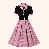 levne Šaty-Retro 50. léta Šaty A-Line šaty Houpací šaty Puntíky Přehnutý Dámské Rande loučení se svobodou nevěsty Dospělé Šaty Šaty pro návrat domů Léto Jaro