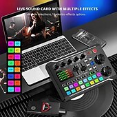 economico Microfoni-attrezzatura dj microfono scheda audio console studio kit scheda audio cavo telefono miscelazione computer mixer vocale dal vivo scheda audio f998