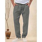 levne ležérní kalhoty-Pánské Kalhoty Plážové šortky Kalhoty pro volný čas Kalhoty Seersucker Šňůrky Elastický pas Straight-Leg Bez vzoru Pohodlné Prodyšné Denní Dovolená Streetwear Módní Na běžné nošení Černá Bílá