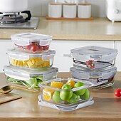 economico Stoccaggio cucina-Contenitore Per Il Pranzo In Vetro Borosilicato Ad Alto Contenuto Di Contenitori Per La Preparazione Dei Pasti Contenitori Per Alimenti In Vetro Con Coperchi Per La Cucina &amp; organizzazione