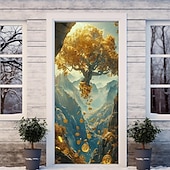 זול כיסויי דלתות-פנטזיה מפל מדורג דלת מכסה דלת שטיח קיר דלת וילון קישוט רקע דלת באנר לדלת הכניסה בית חווה אספקת עיצוב מסיבת חג