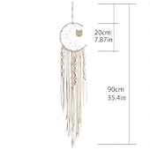 voordelige Decoratieve lichten-1pc Boheemse maanster dromenvangers verlichting boho macrame muuropknoping dromenvanger boho muurdecor handgemaakt geweven tapijt voor tienermeisjes jongens kinderkamer cadeau thuis appartement