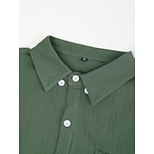 voordelige Vakantie-Voor heren Overhemd Linnen overhemd Zomer overhemd Strand hemd Overhemden zonder broek Effen Kleur Buiten Vakantie Zwart Bruin Groen Khaki Lange mouw Strijkijzer Lente &amp; Herfst Kleding Button-omlaag