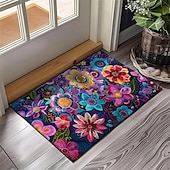 cheap Doormats-Mexico Folk Art Flowers Doormat Non-Slip Oil Proof Rug Indoor Outdoor Mat Bedroom Decor Bathroom Mat Entrance Rug Door Mat