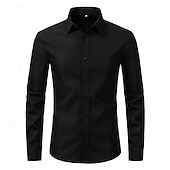 preiswerte Bügelfreie Herrenhemden-Herren Hemd Sommerhemd Freizeithemd Strandhemd Knopfhemd Schwarz Weiß Rosa Wein Marineblau Langarm Einfach Revers Urlaub Hawaiianisch Button-Down Bekleidung Polyester Mode Lässig Bequem