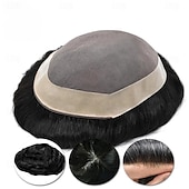 preiswerte Toupets-Herren Remy Menschenhaar Toupees Glatt / Wellen Monofilament / 100% handgebunden / Vollspitze Beste Qualität / Natürlicher Haaransatz / 100% Jungfrau Party / Valentinstag / Freizeitskleidung