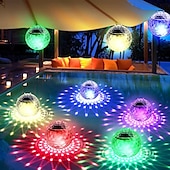 cheap Underwater Lights-Solar Floating Pool Lights, Submersible LED Lights with RGB Color Changing, LED Waterproof Pool Lights for Outdoor Lighting Garden Backyard Lawn Path Wedding Party Pool Decoration 1/2Pcs