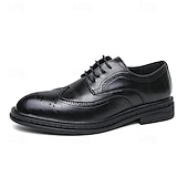 abordables Officiel-chaussures richelieu marron pour hommes avec bout d&#039;aile et semelle en caoutchouc - chaussures formelles classiques pour les affaires, le bureau et les événements spéciaux