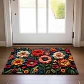 cheap Doormats-Mexico Folk Art Flowers Doormat Non-Slip Oil Proof Rug Indoor Outdoor Mat Bedroom Decor Bathroom Mat Entrance Rug Door Mat