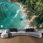 Недорогие Тапестри́ на океа́нском пляже-Пляжный остров, подвесной гобелен, настенное искусство, большой гобелен, фреска, декор, фотография, фон, одеяло, занавеска, украшение для дома, спальни, гостиной