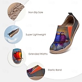 cheap Women&#039;s Sneakers-Women&#039;s Sneakers Flats Slip-Ons Print Shoes Slip-on Sneakers Daily Travel Bird Painting Flat Heel Vacation Casual Comfort Canvas Loafer Light Red Blue Green