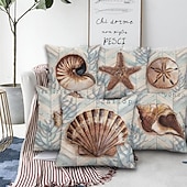 cheap Animal Style-6PCS Marine Life Double Side Cushion Cover 6PC Linen Soft Decorative Square Throw Pillow Cover Cushion Case Pillowcase for Sofa Bedroom Superior Quality Machine Washable