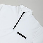 baratos Polo Clássico Masculino-Homens Camiseta Polo Pullover Esportes Roupa Diária Quarter Zip Manga Longa Moda Confortável Tecido Bolsos Zip Up Primavera &amp; Outono Normal Preto Branco Azul Marinha Laranja Camiseta Polo