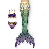 economico Costume da bagno a sirena-Bambino Da ragazza Tre pezzi Costume da bagno da sirena Costumi da bagno Esterno Bilance Costumi da bagno 2-12 anni Estate Bianco Giallo