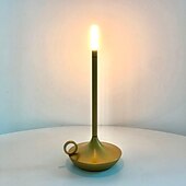 economico Lampade da tavolo-Lampada da tavolo senza fili in alluminio touch a forma di candela con dimmer touch di tipo C ricaricabile lampada da tavolo per interni camera da letto soggiorno decorazione