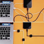 cheap Cable Organizer-12 Pieces Magnetic Cable Organizer Clips – Compact Cord Holders for USB, Type-C, Lightning – Desk Wire Management Cubes