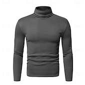 economico magliette di base-Per uomo Maglietta Maglia a collo alto Camicia a Maniche Lunghe Manica Lunga Colletto arrotolato Autunno Angosciato Essenziale Casuale Nero Bianco Blu marino Maglietta Top per Uomo