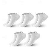 preiswerte Herrensocken-Herren 5er Pack Mehrfachpackungen Socken Socken Stricken Laufsport Socken Freizeitsocken Versteckte Socken Strumpfwaren Schwarz Weiß Farbe Glatt Sport &amp; Natur Casual Täglich Grundlegend Mittel