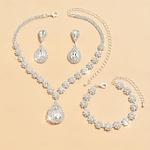 abordables Conjuntos de joyas-Juego de Joyas 4 piezas Brillante Legierung Pendientes Collare Pulseras Mujer Elegante Sencillo Lujo Geométrico Forma Geométrica Conjunto de joyas Para Aniversario Invitado a la boda Ocasión especial