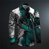 economico Modello 3D-Per uomo 3D Print Camicia con bottoni Camicie stampate Manica lunga Sottoculturale Da mare Feste Strada Primavera estate Collo ripiegabile Stampa Bottone giù Rosso Blu Viola Verde