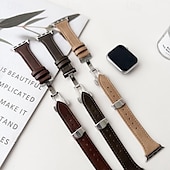 levne Řemínky na Apple Watch-Kožená kapela Kompatibilní s Řemínek k hodinkám Apple Watch 38 mm 40 mm 41 mm 42 mm 44 mm 45 mm 49 mm Robustní Kovová spona Nastavitelný Pravá kůže Náhradní pásek na hodinky pro iwatch Ultra 2 Series