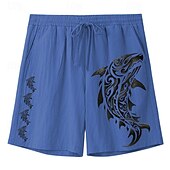 billige Klassisk-bekymringsløst interlude x joshua jo menns fish printed ferie strand lin shorts